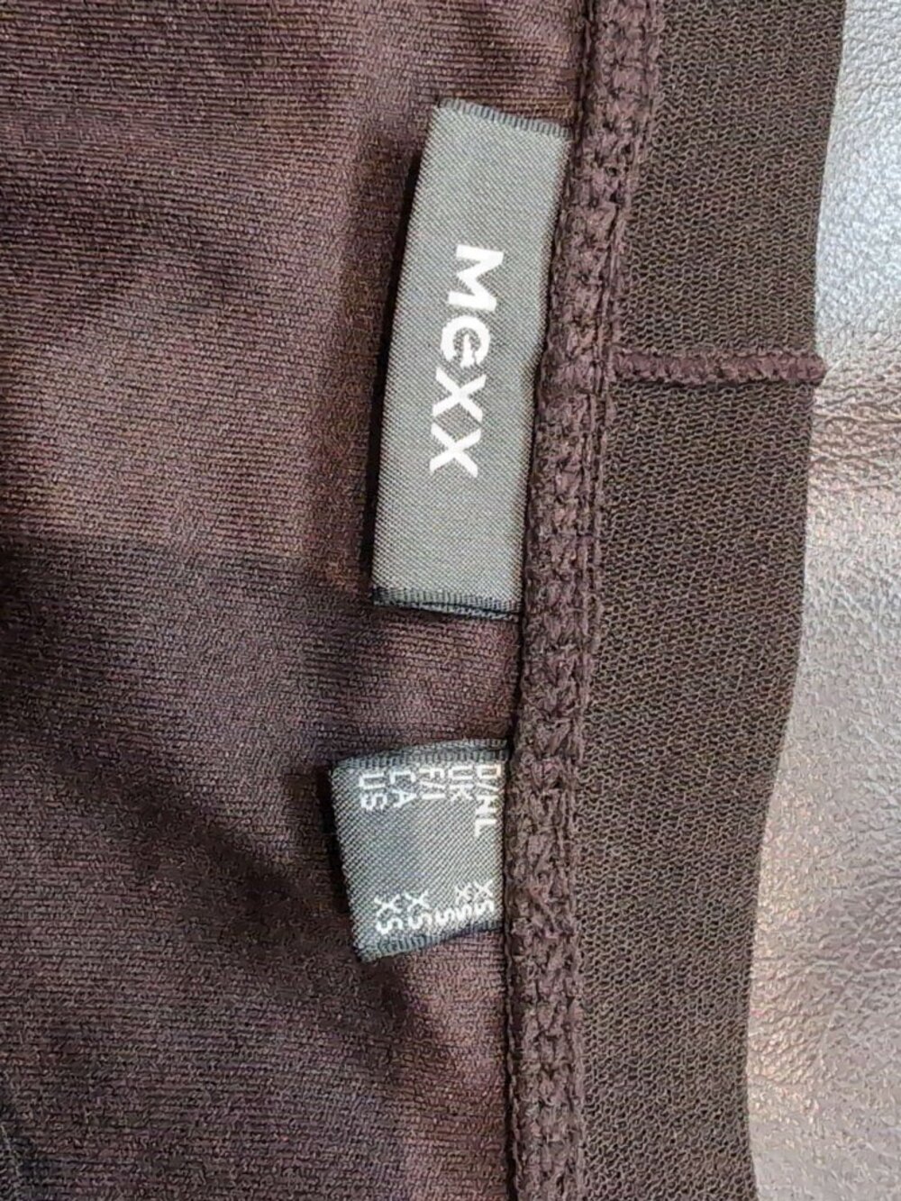 Mexx Dark Brown Flared A-Line Midi Skirt | Scalloped Mesh Hem | 100% Nylon - Picture 3 of 4